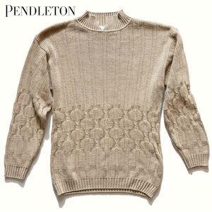 Pendleton Women’s Sweater Vintage Country Sophisticates Beige Pointelle Knit | M